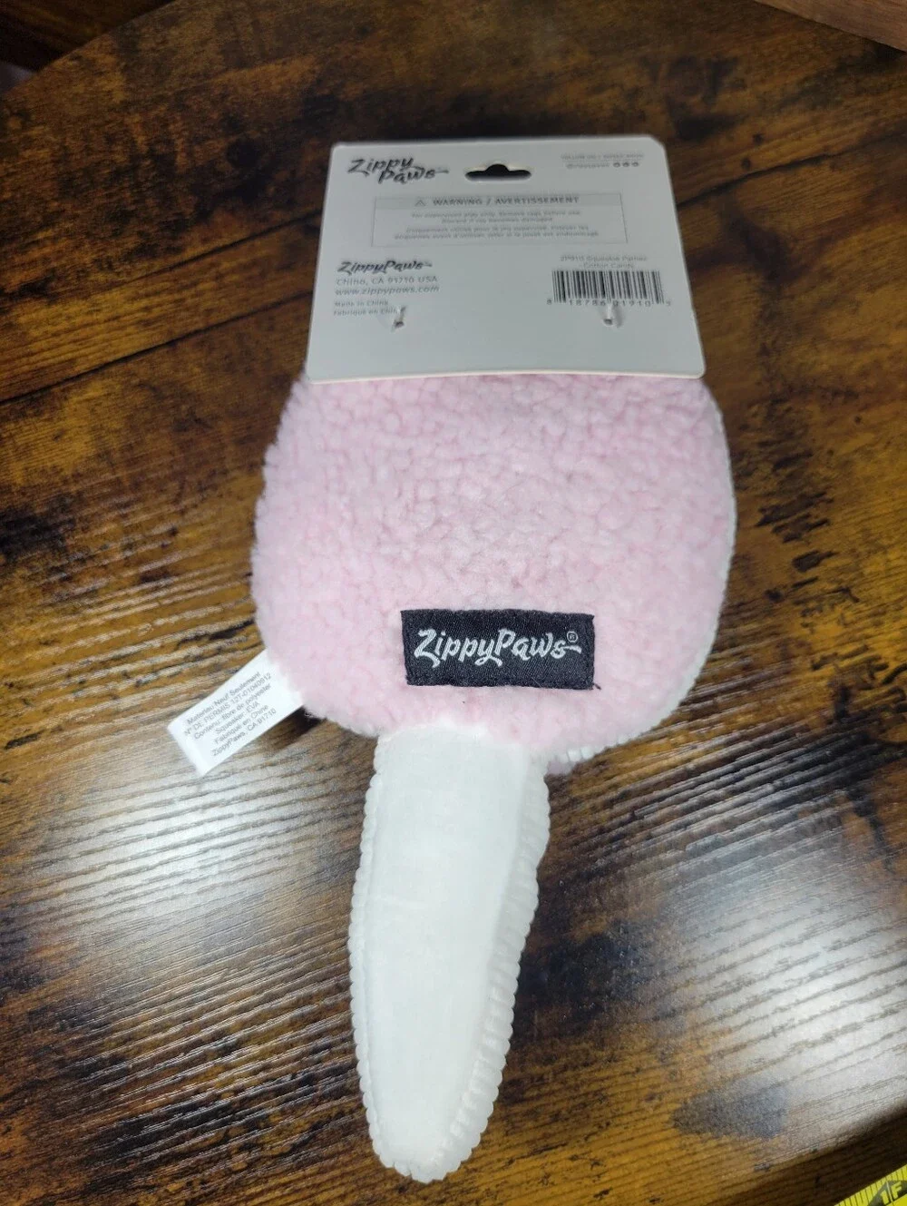 Zippypaws Pink cotton candy Plush Squeak Toy for dogs